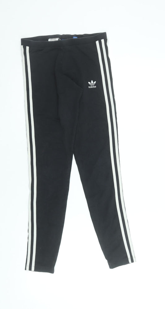 Adidas Womens Black Ankle Leggings Size 8 Cotton Stretch