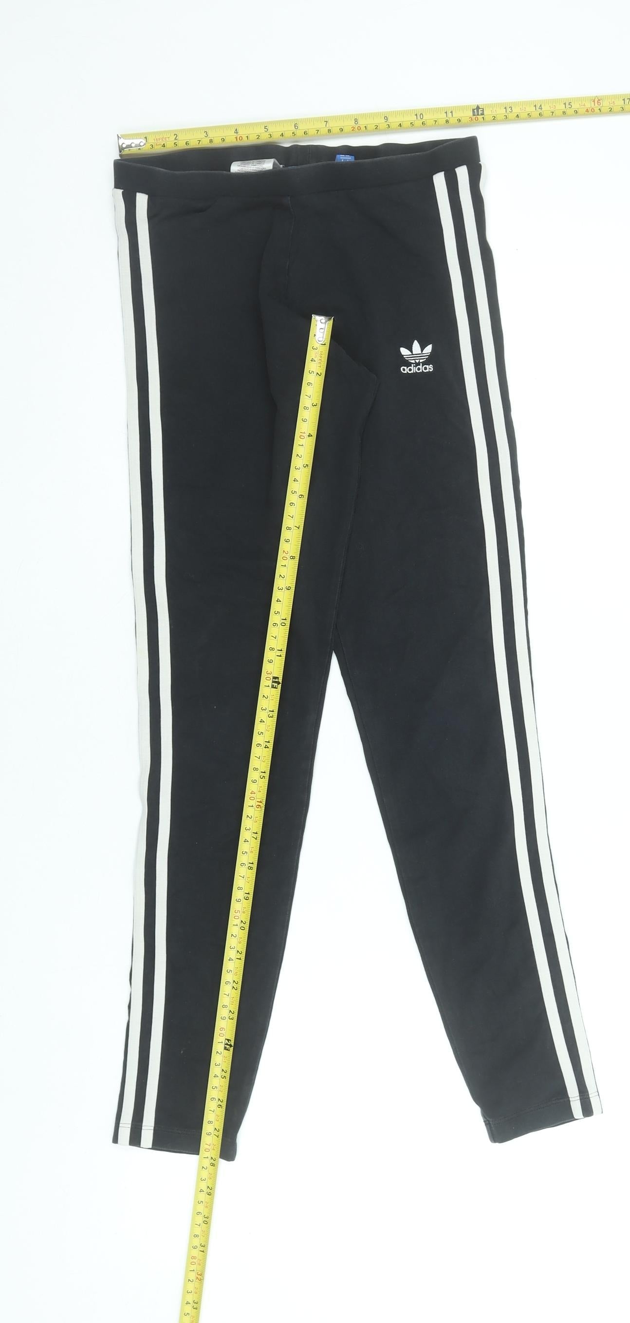 Adidas Womens Black Ankle Leggings Size 8 Cotton Stretch