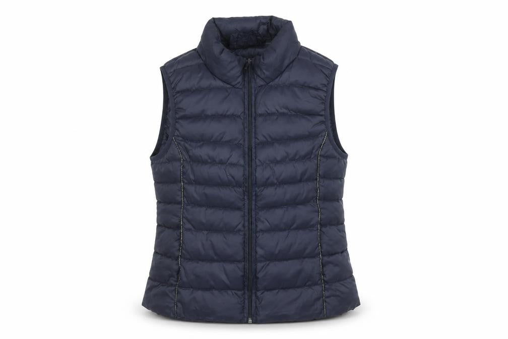 Only Womens Blue Puffer Waistcoat Gilet Size M Quilted Zip Lightweight