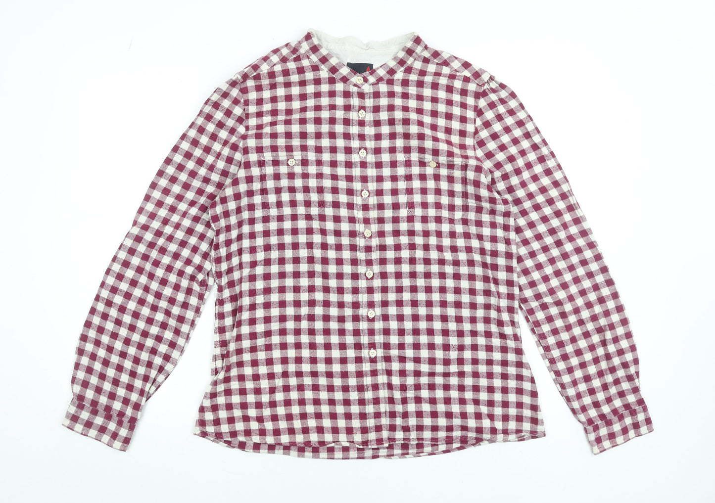 Musto Womens Red Check Cotton Long Sleeve Button-Up Shirt Size 16