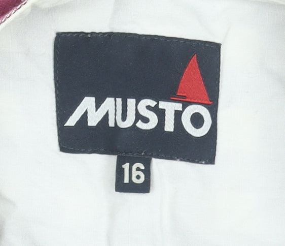Musto Womens Red Check Cotton Long Sleeve Button-Up Shirt Size 16