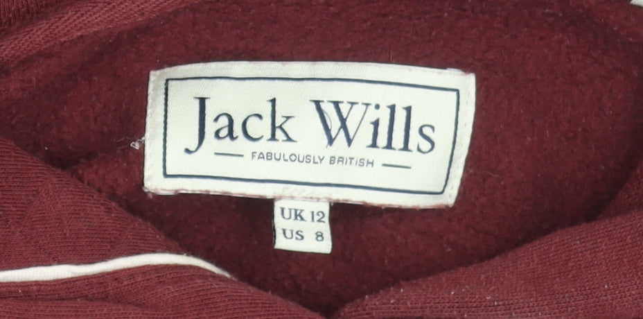 Womens UK 12 Regular Jack Wills Red Pullover Hoodie