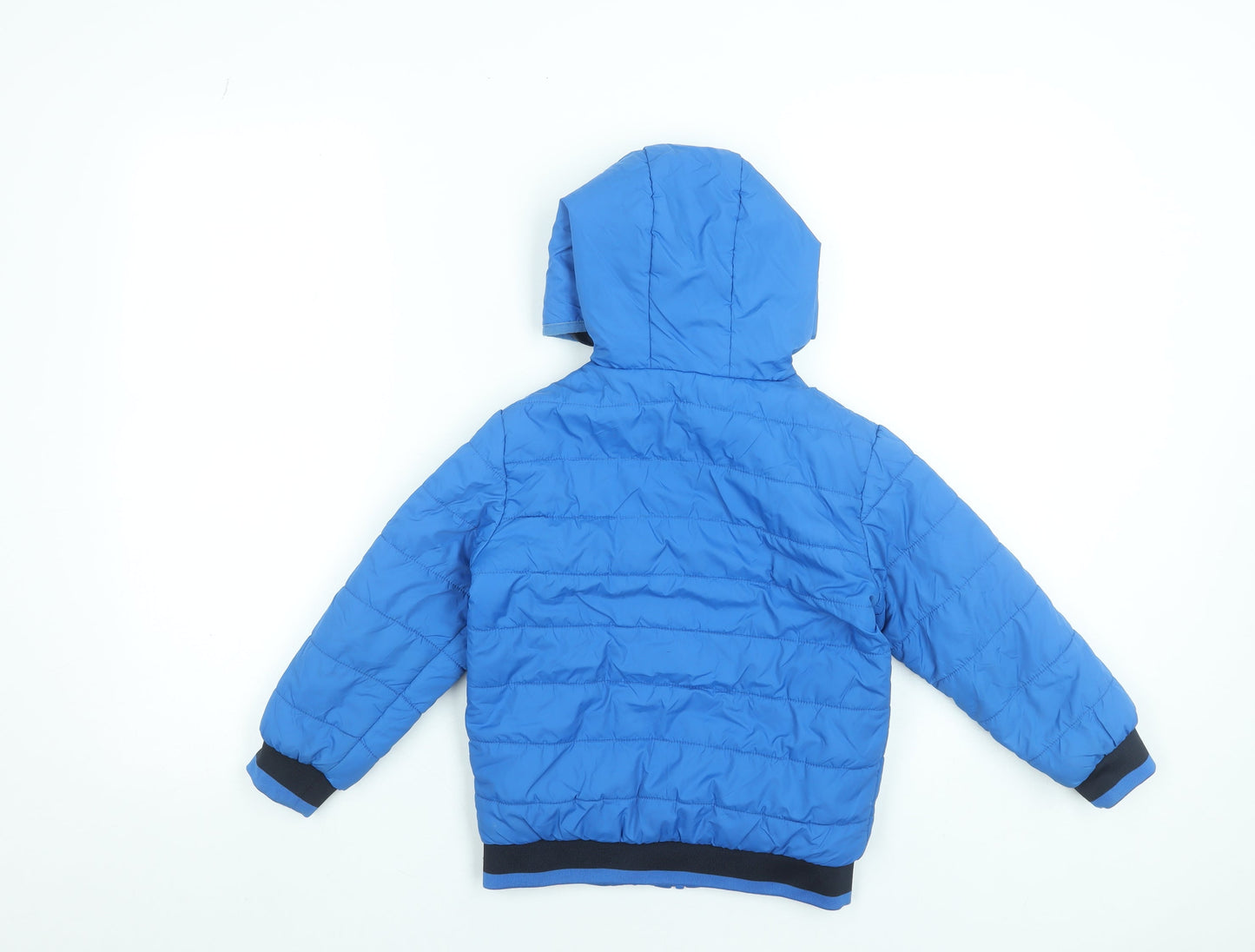 Dunnes Stores Boys Blue 5-6 Years Puffer Jacket Hooded Full Zip Lined