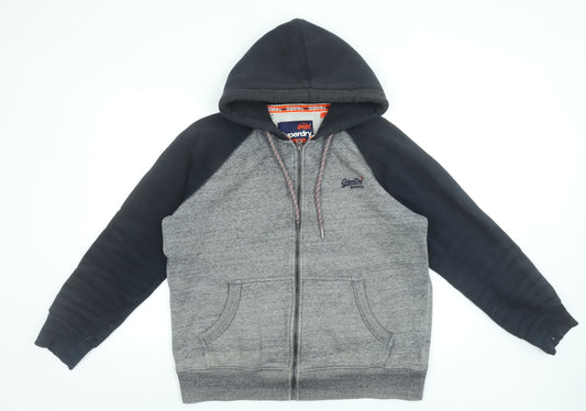 Superdry Men's Grey Full Zip Hoodie XL Regular Fit