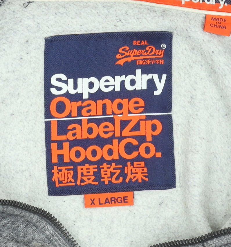 Superdry Men's Grey Full Zip Hoodie XL Regular Fit