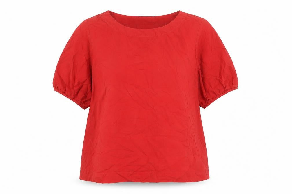 Carolyn Donnelly Women's Red Cotton Short Sleeve Basic Blouse XL