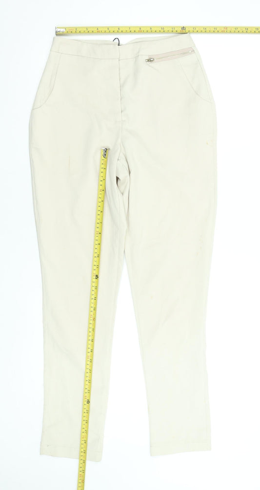 Missguided Women's Beige Slim Fit Zip Pocket Smart Trousers Size 8