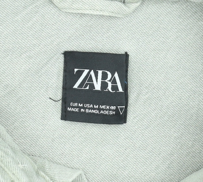 Zara Men Grey Button-Down Cotton Long Sleeve Shirt Size M