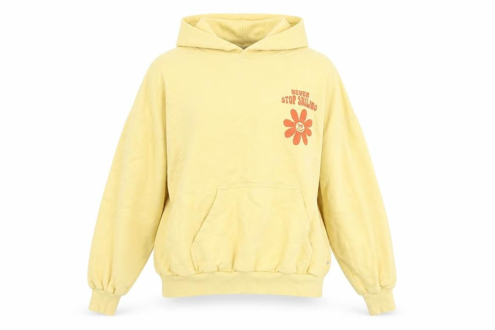 Pull & Bear Teens Yellow Graphic Pullover Hoodie Size S