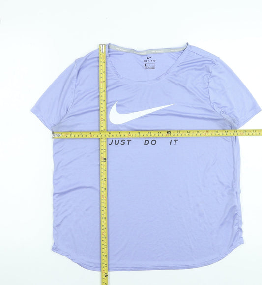 Nike Women Purple Dri-Fit Running T-Shirt L Lightweight