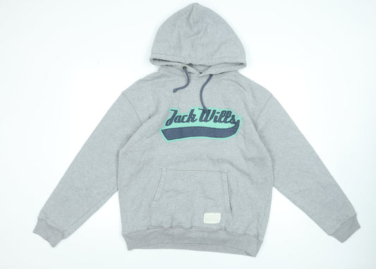 Mens UK M Regular Jack Wills Grey Pullover Hoodie