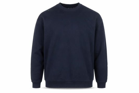 Front view of ASOS DESIGN Men’s Navy Blue L Pullover Cotton Sweatshirt Crew Neck