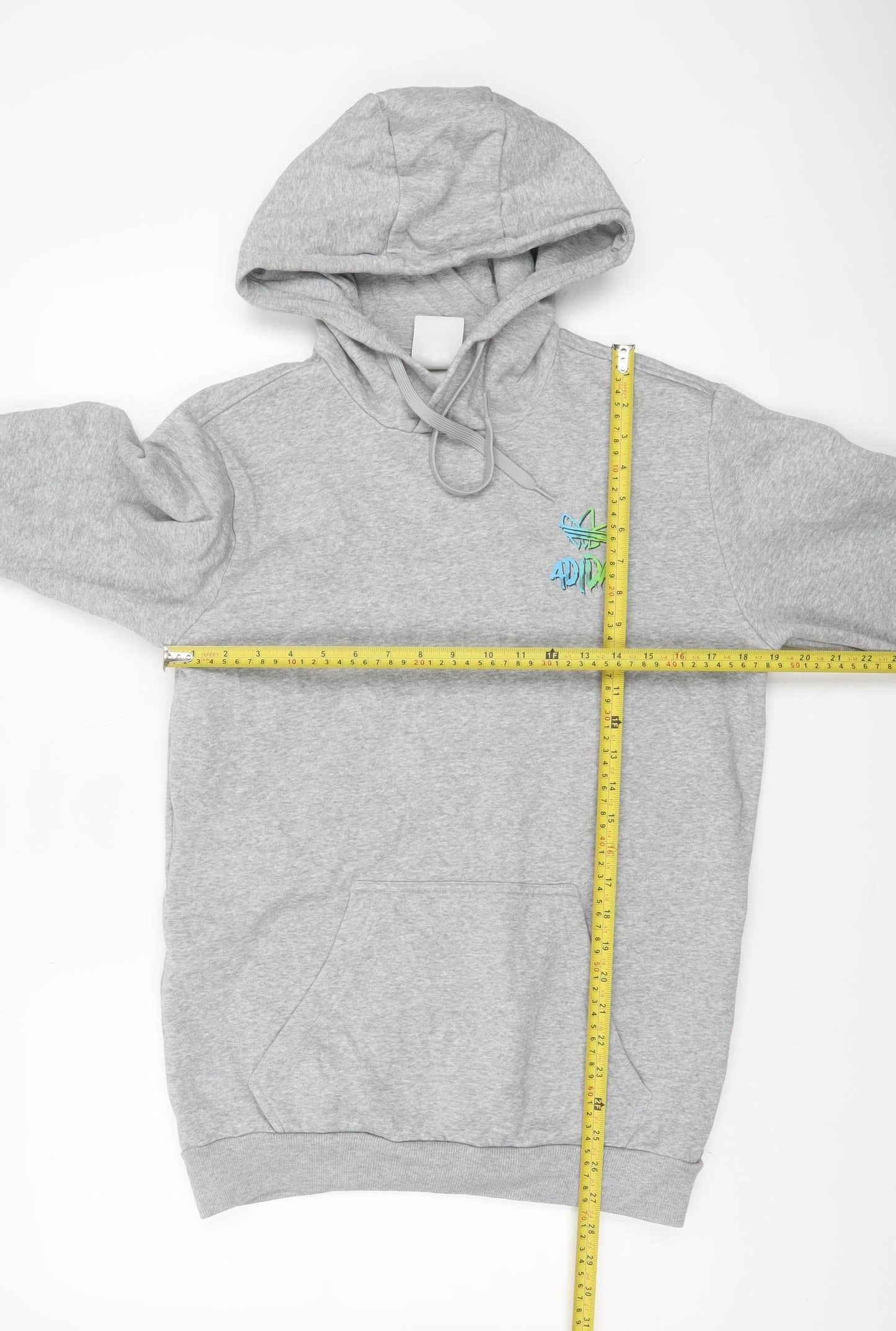 Adidas Men's Grey Pullover Hoodie S Logo Graphic Fleece Sweatshirt