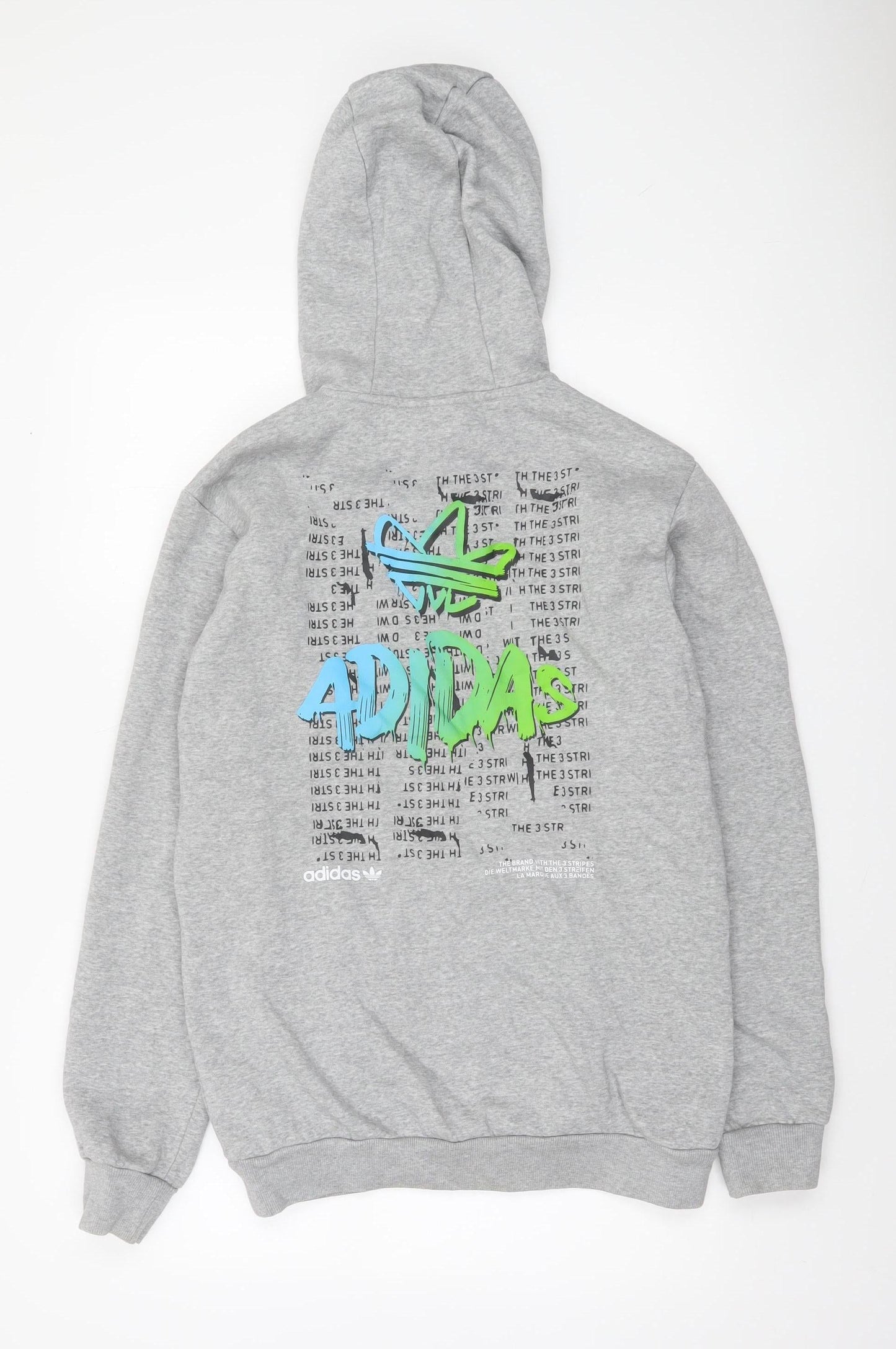 Adidas Men's Grey Pullover Hoodie S Logo Graphic Fleece Sweatshirt