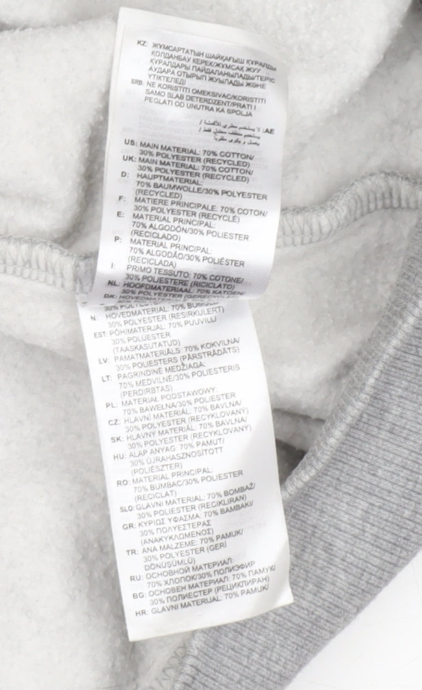 Adidas Men's Grey Pullover Hoodie S Logo Graphic Fleece Sweatshirt