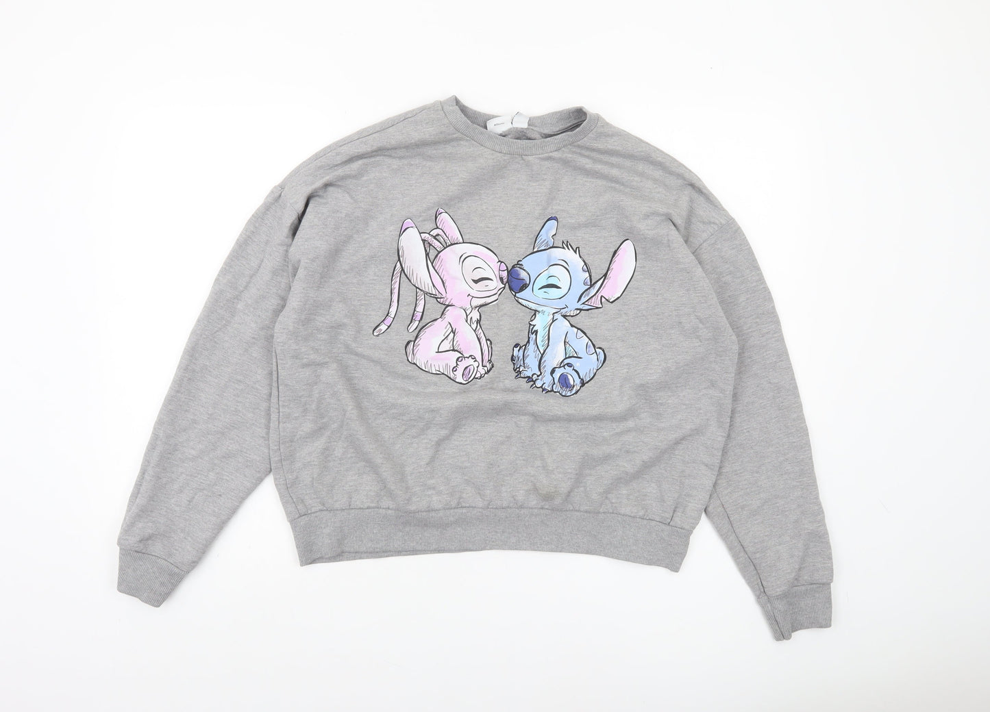 Disney Women’s Grey Stitch Sweatshirt Size 12/14 Crew Neck Pullover