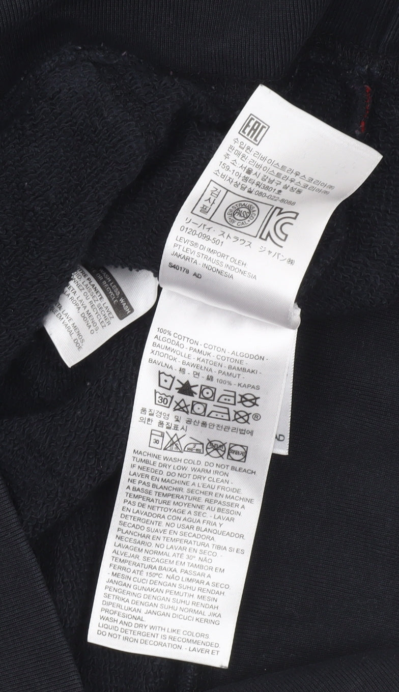 Mens UK XS Regular Levi's Black Pullover Hoodie