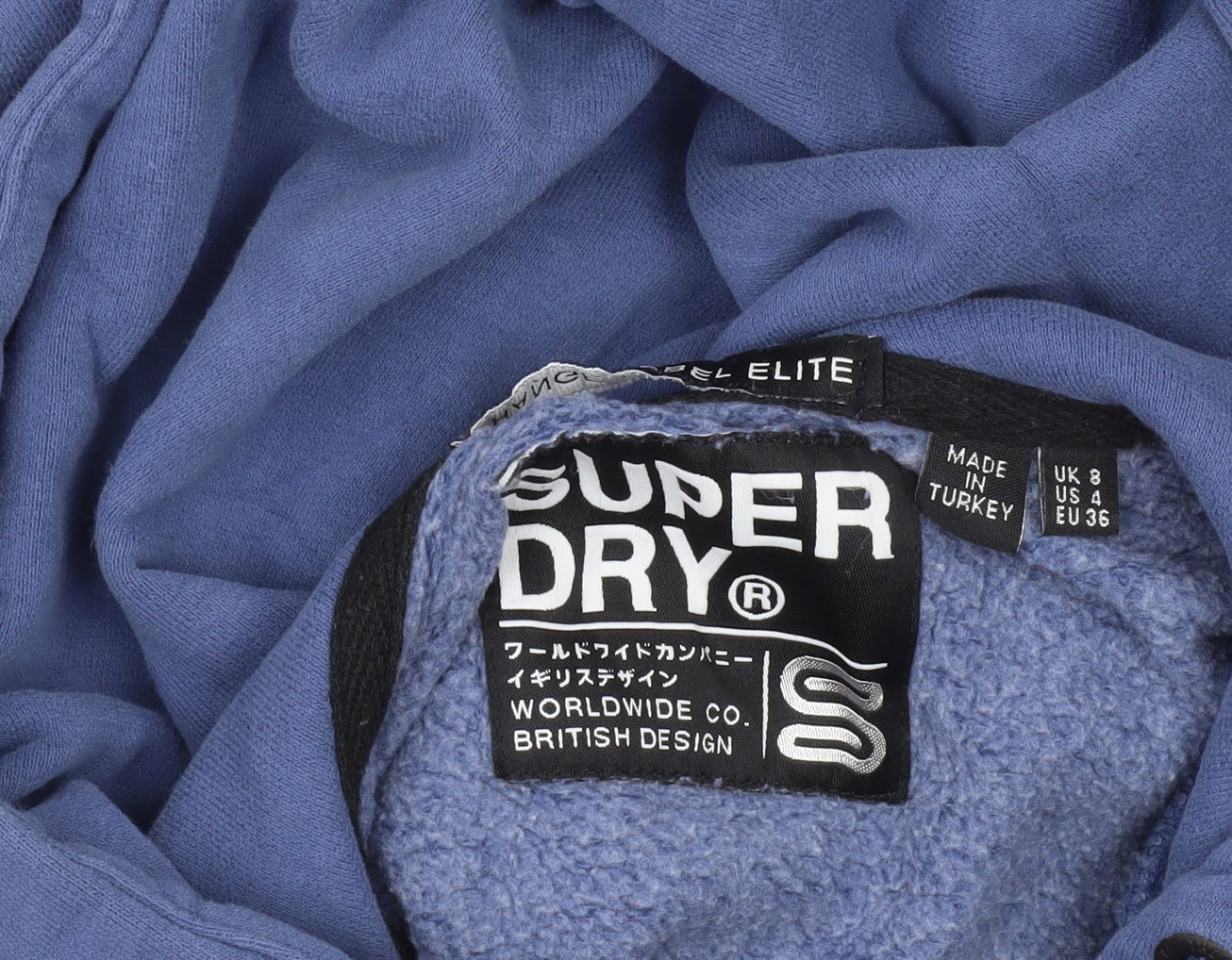 Superdry Women Blue Pullover Hoodie Dress UK 8 Cotton Blend Lined