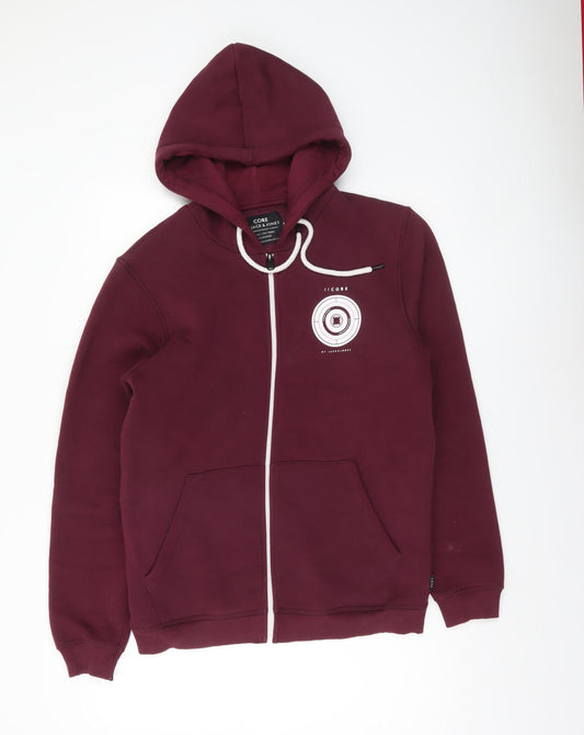 Mens UK M Regular JACK & JONES Red Full Zip Hoodie