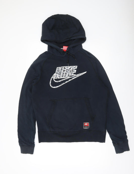 Nike Men's Blue Pullover Hoodie M Logo Graphic Fleece Sweatshirt
