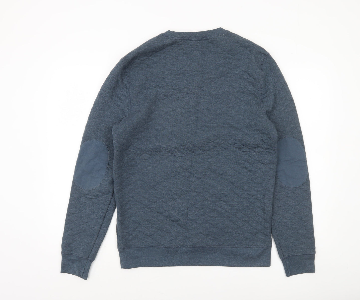 River Island Men's Blue Quilted Crew Neck Pullover Sweatshirt Medium