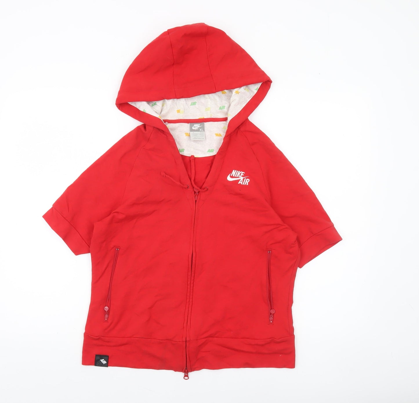Nike Air Women's Red Short Sleeve Full Zip Hoodie XL