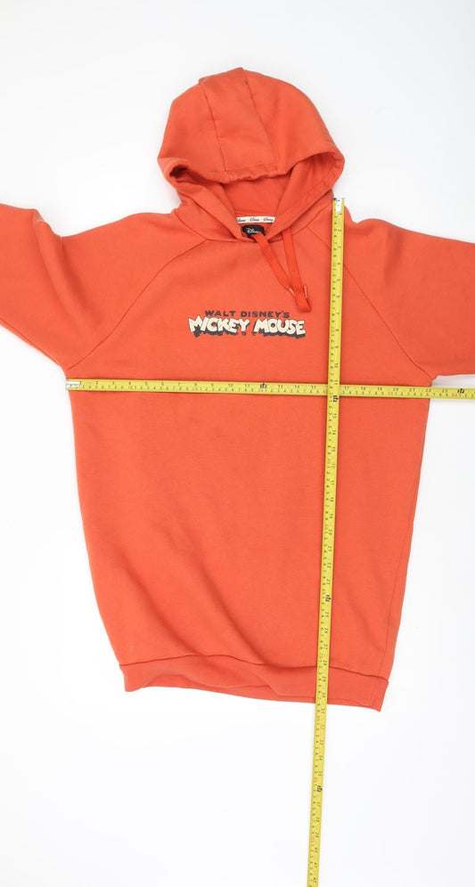 Disney Women’s Orange Mickey Mouse Hooded Pullover Sweatshirt 2XS