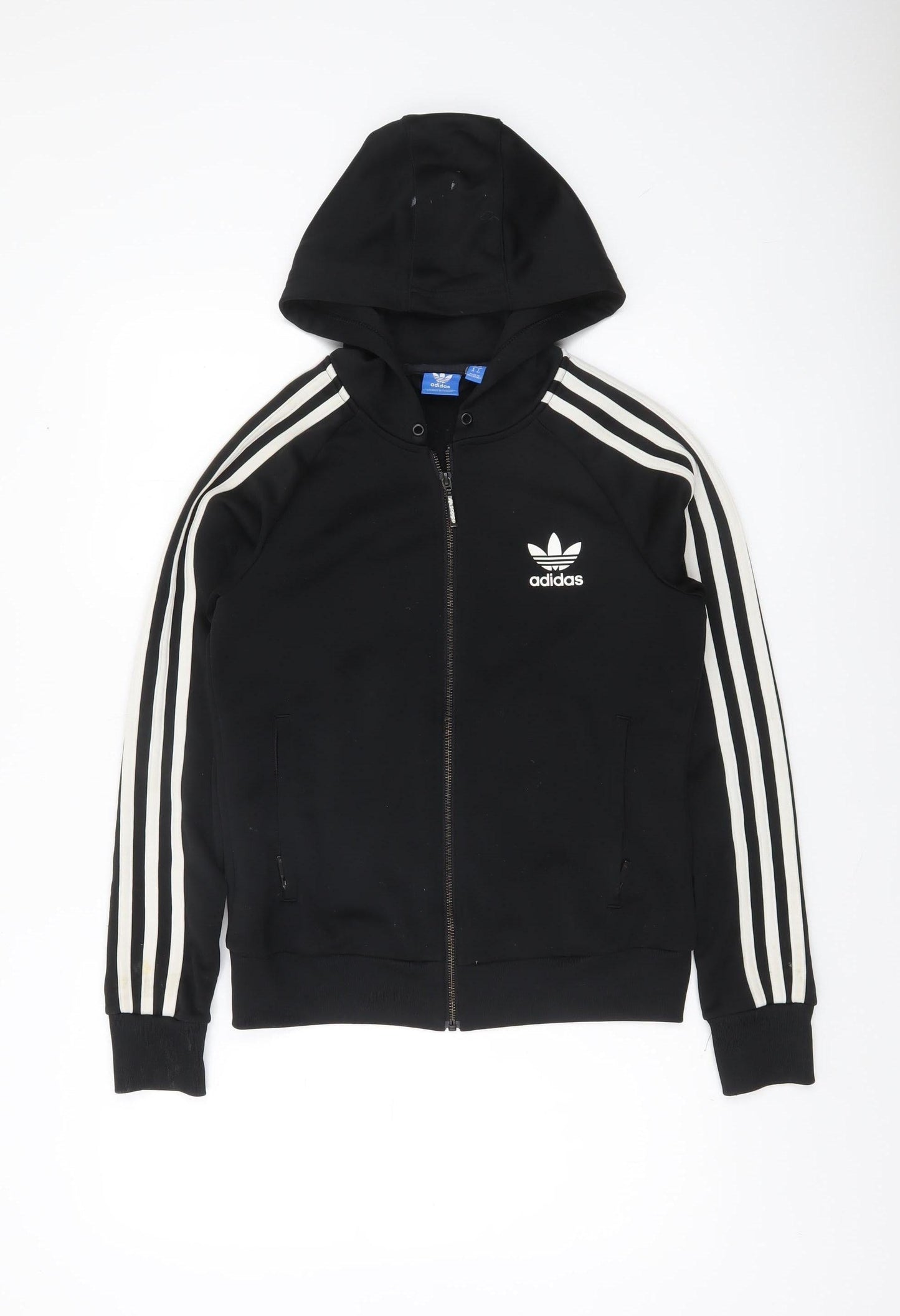 Adidas Womens Black Full Zip Hoodie Size 10 Hooded Sweatshirt