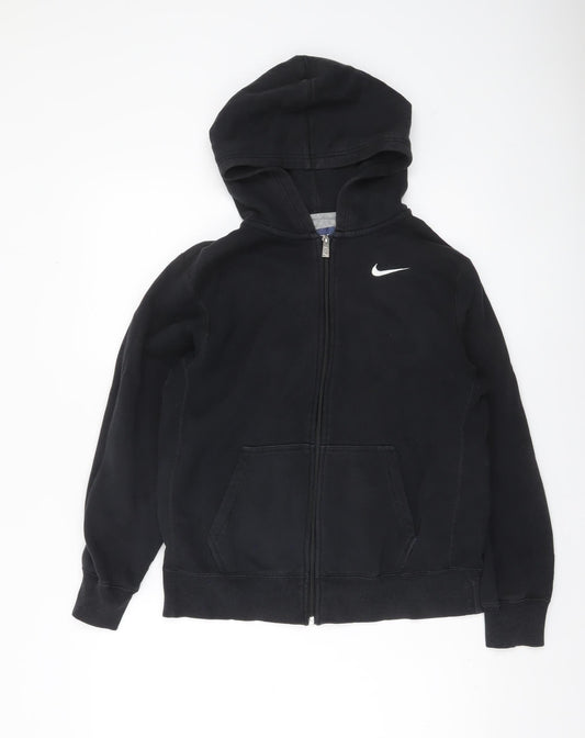 Nike Boys Black Full Zip Hoodie XL 13-15 Years Cotton Blend Hooded Sweatshirt