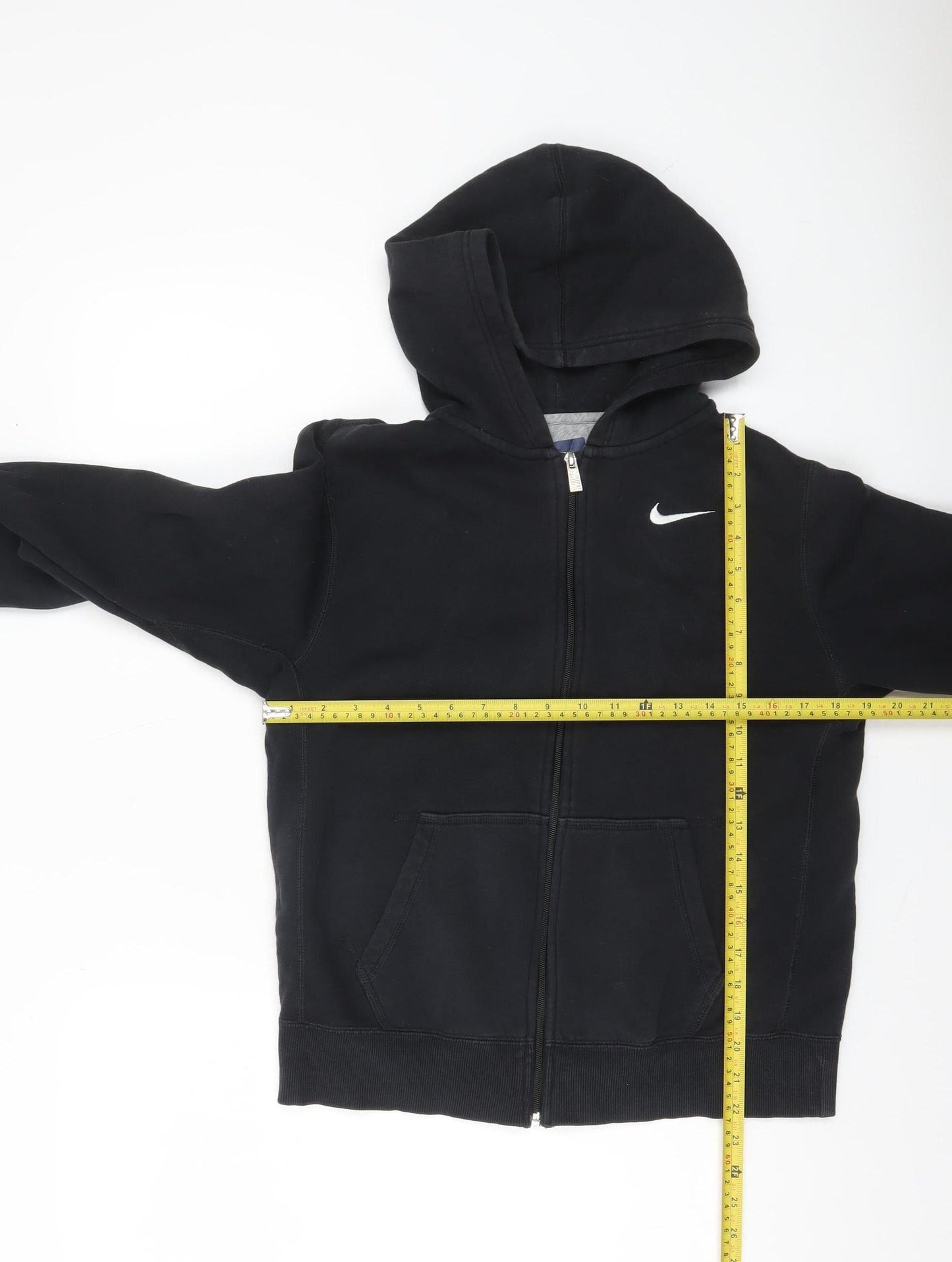 Nike Boys Black Full Zip Hoodie XL 13-15 Years Cotton Blend Hooded Sweatshirt