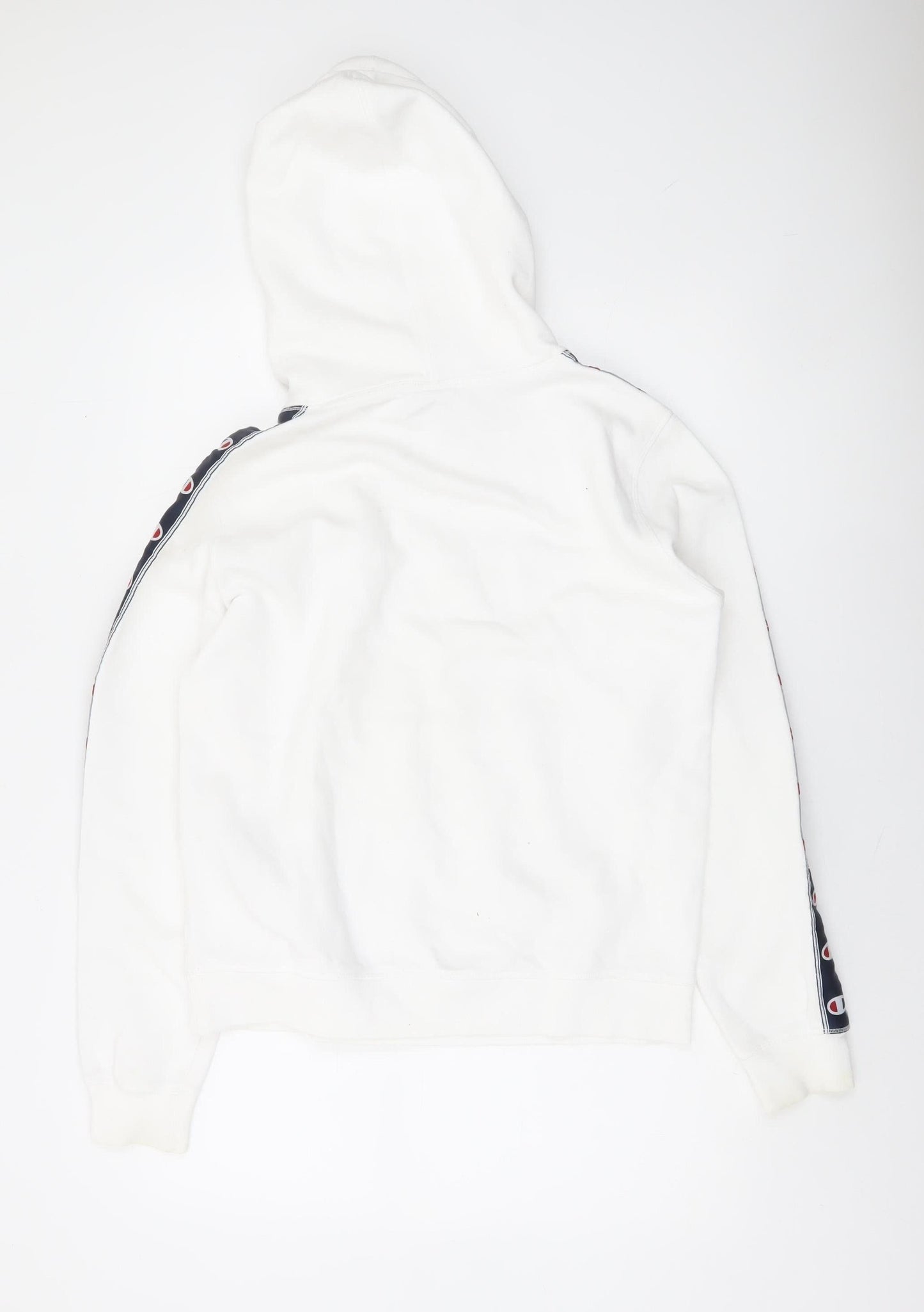 Champion Men's White Logo Pullover Hoodie Large Fleece Sweatshirt