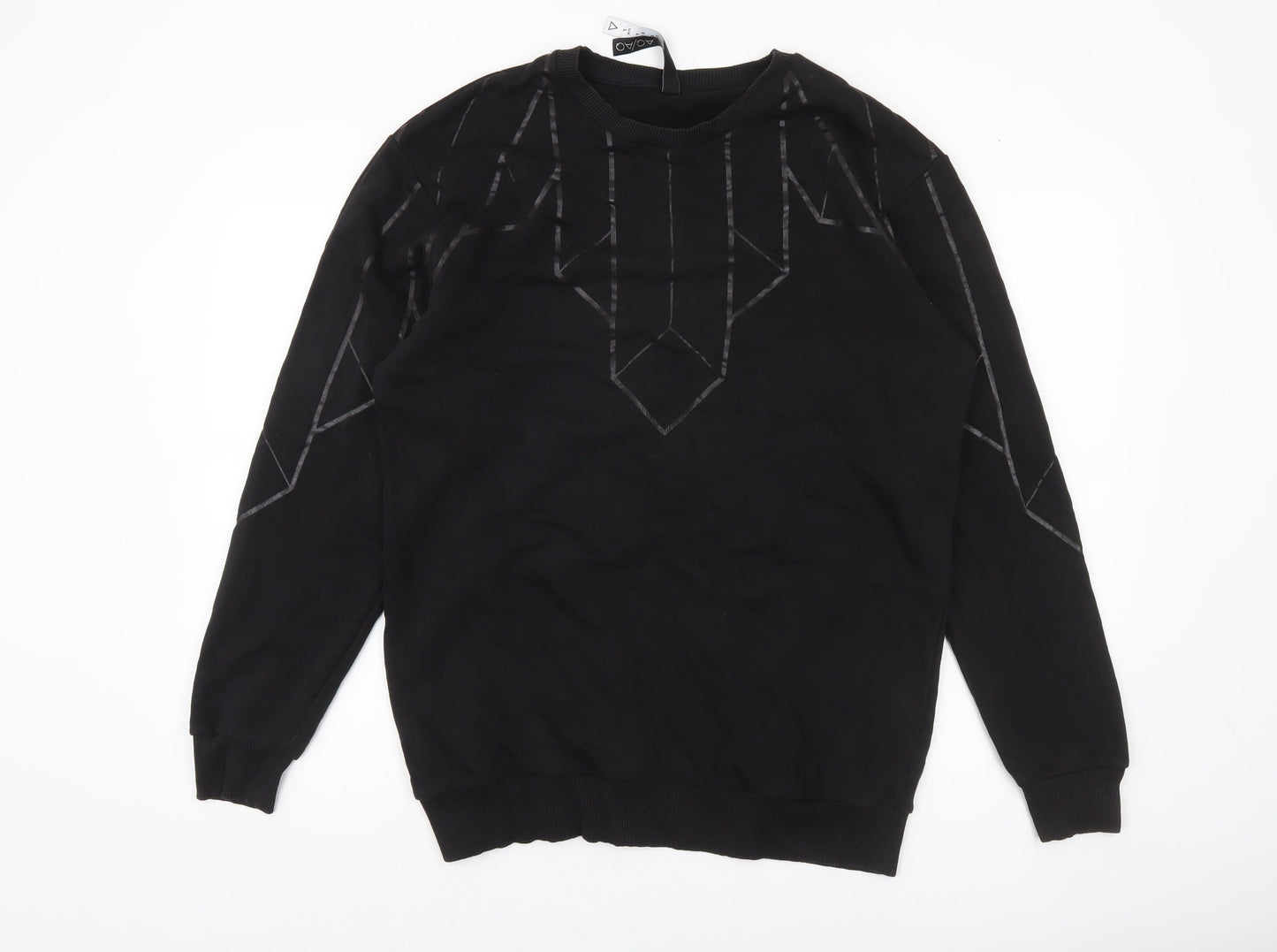 AQ/AQ Men's Black Geometric Crew Neck Sweatshirt Size L