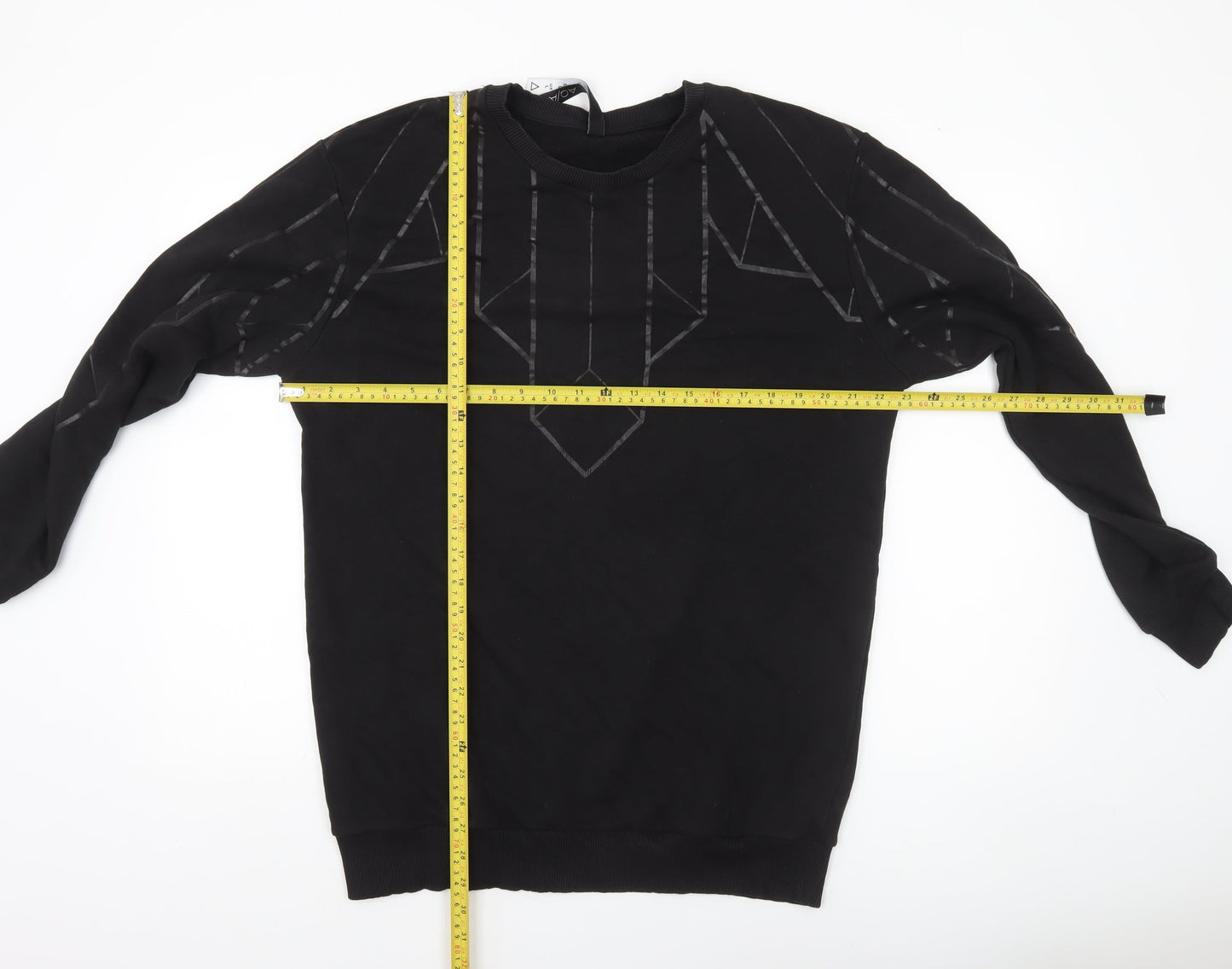 AQ/AQ Men's Black Geometric Crew Neck Sweatshirt Size L