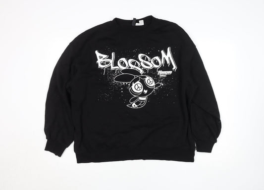H&M Divided Women's Black Blossom Powerpuff Girls Printed Sweatshirt Size L