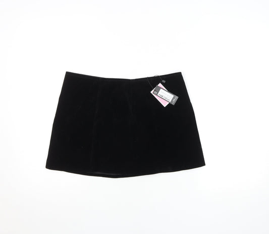 PrettyLittleThing Women Black Size 10 Mini Velvet Skirt