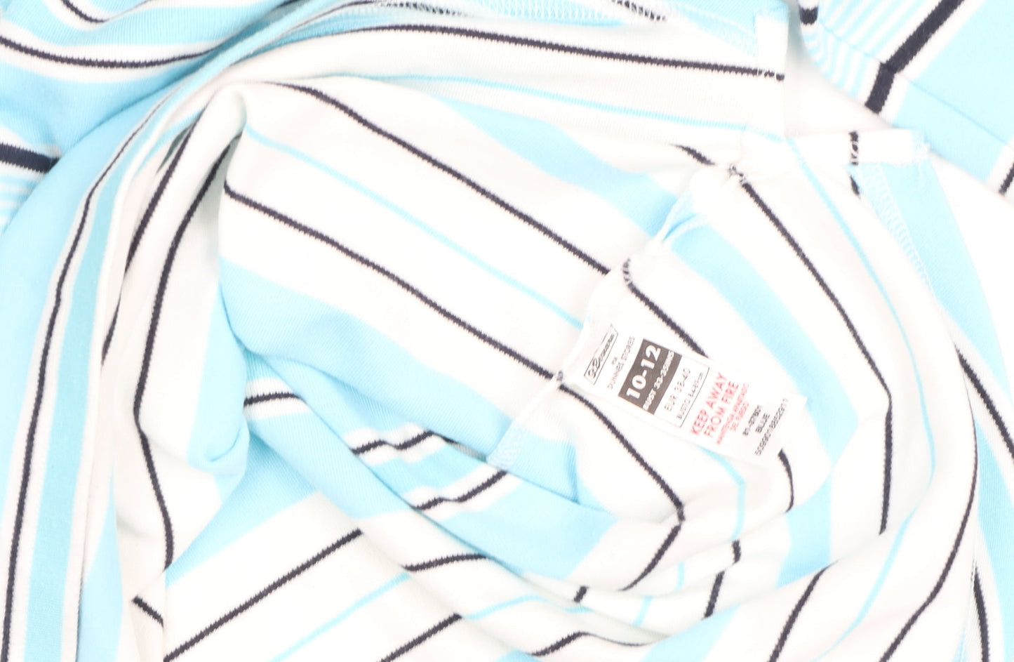 Dunnes Stores Women Blue Striped Cotton Polo Top Size 10-12