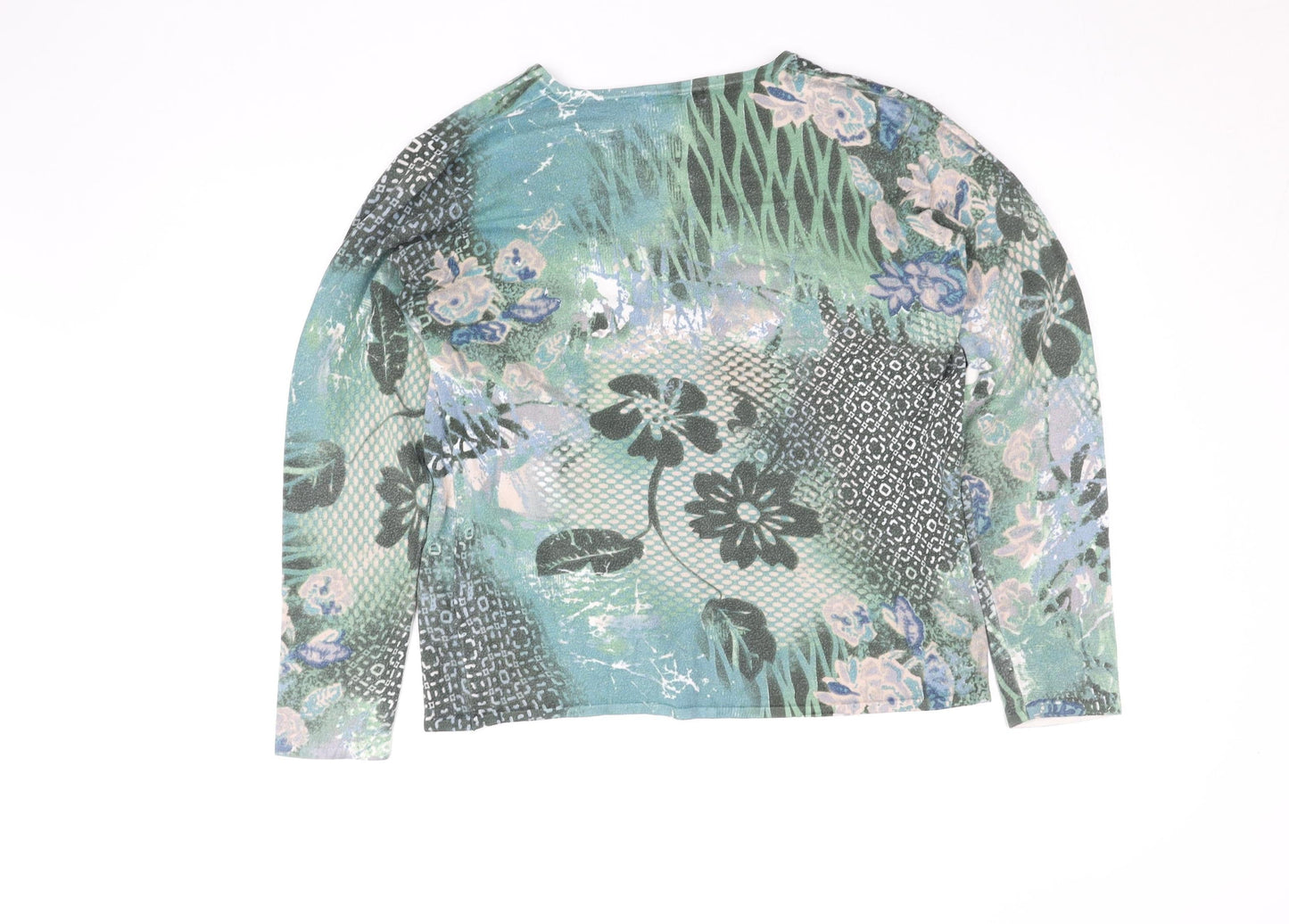 Punt Roma Women's Multicoloured Floral V-Neck Long Sleeve Blouse L