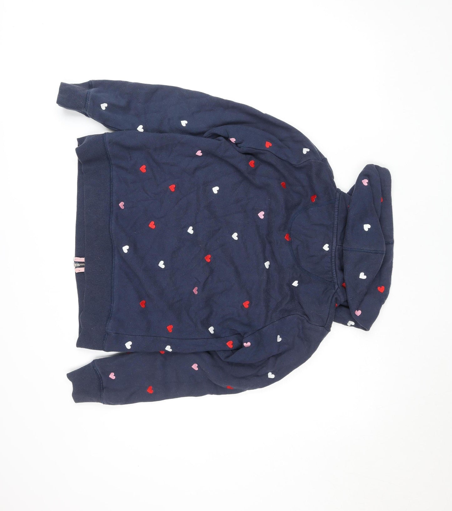 Crew Clothing Company Womens Navy Heart Print Full Zip Hoodie Size 10