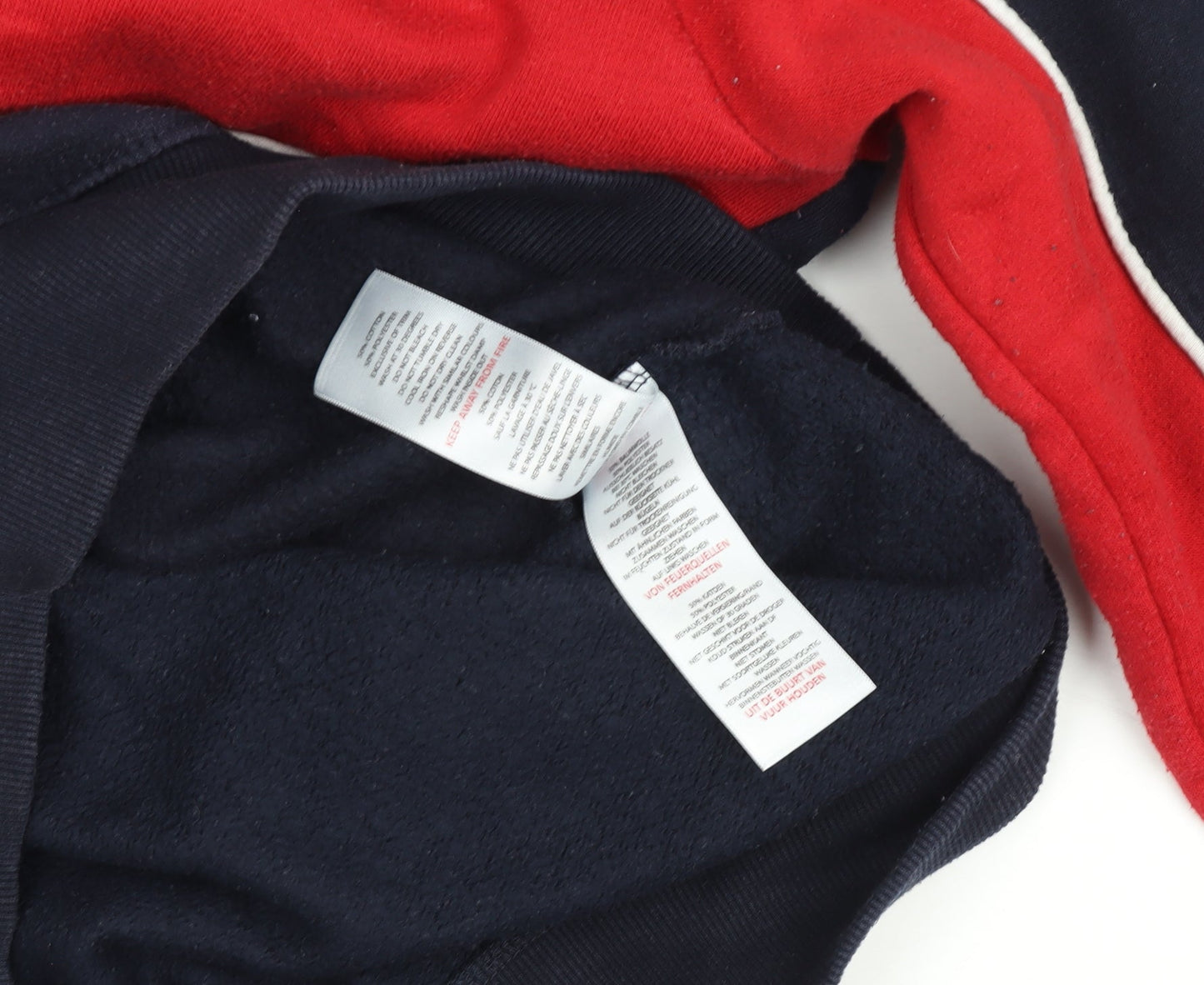 boohooMAN Men’s Navy & Red Crew Neck Embroidered Logo Sweatshirt Size M