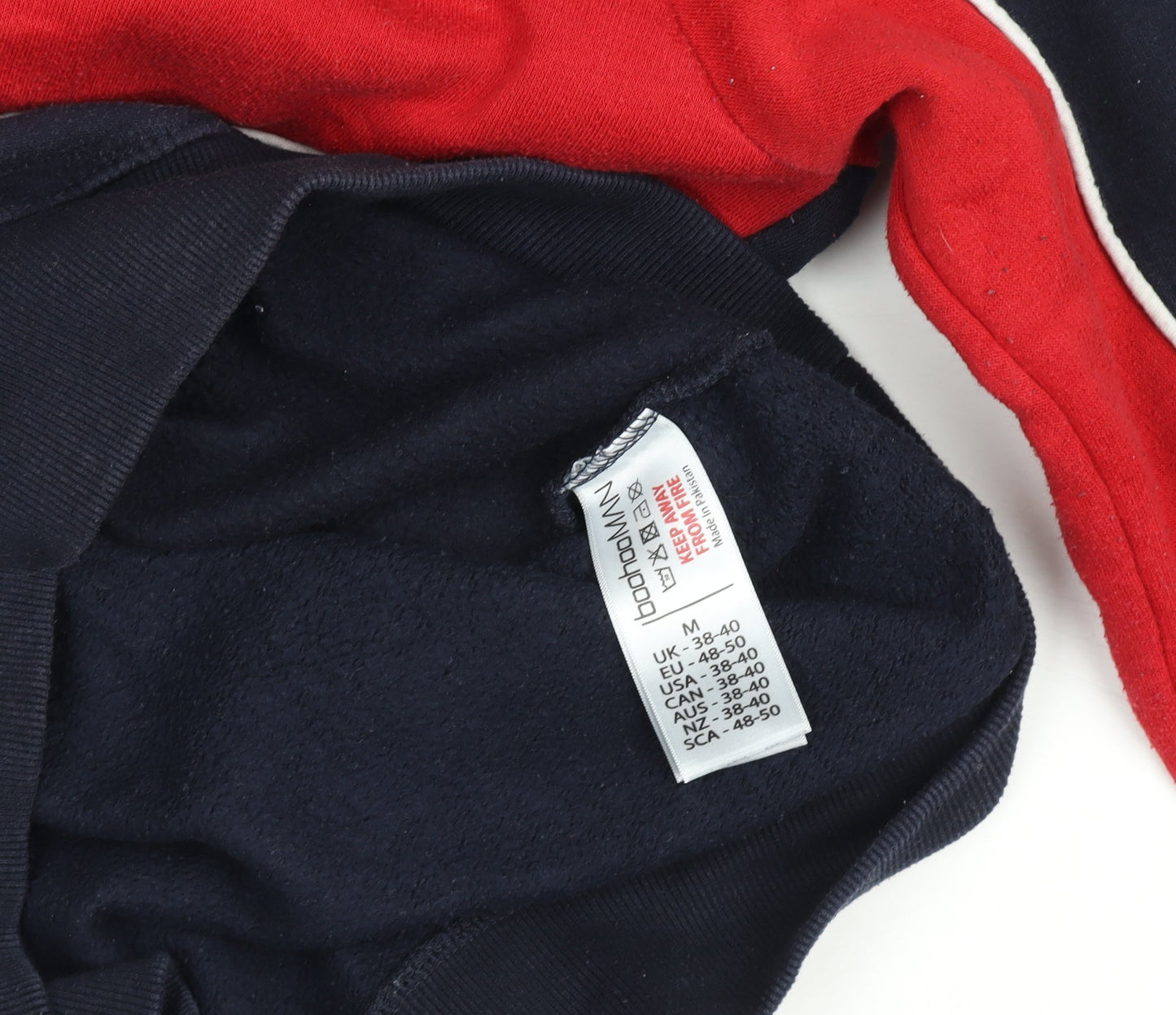 boohooMAN Men’s Navy & Red Crew Neck Embroidered Logo Sweatshirt Size M