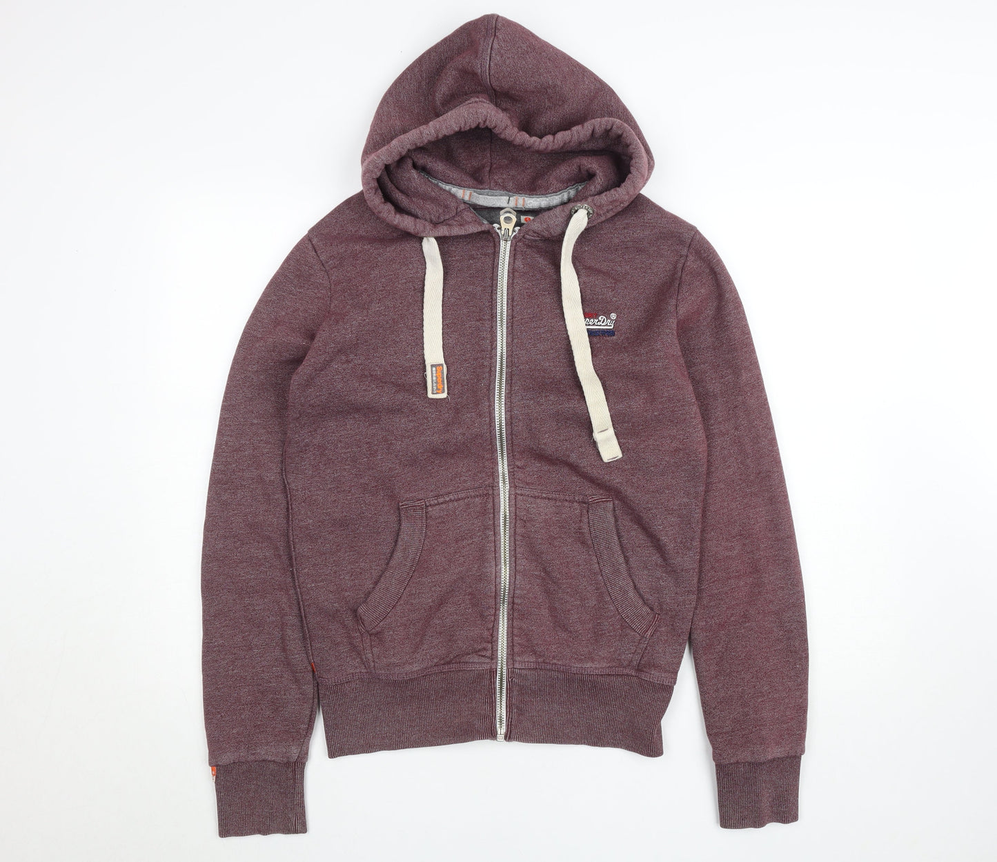 Superdry Men's Red Full Zip Hoodie Small Fleece Lined