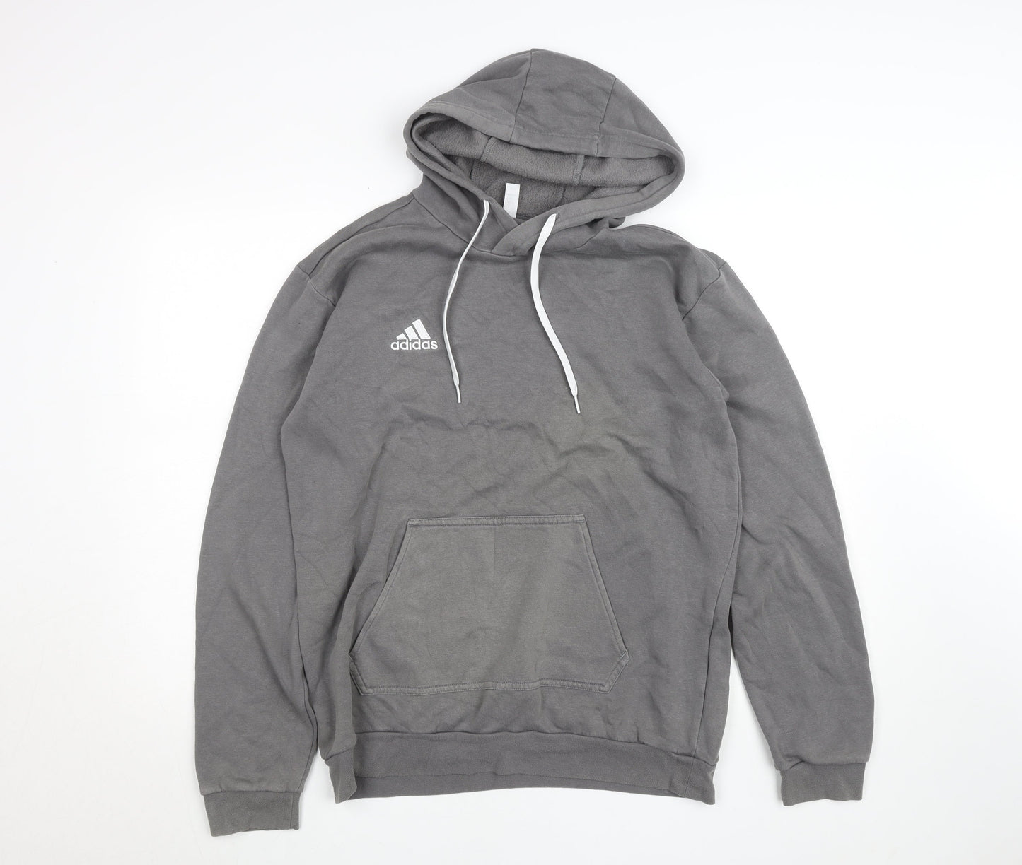 Adidas Mens Grey Pullover Hoodie M Regular Fit Sports Sweatshirt