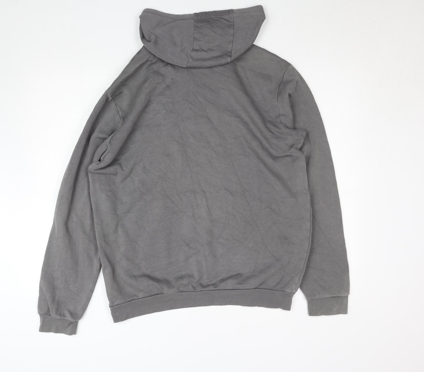 Adidas Mens Grey Pullover Hoodie M Regular Fit Sports Sweatshirt