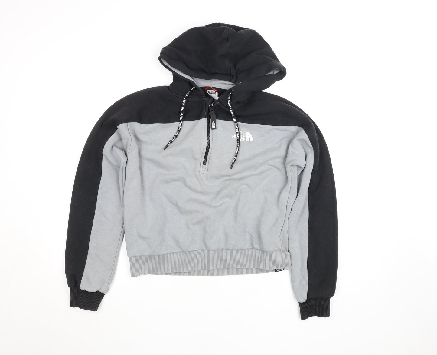 The North Face Womens Grey Black 1/4 Zip Hooded Sweatshirt M