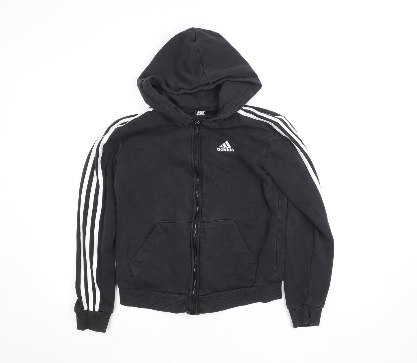 adidas Boys Black Full Zip Fleece Hoodie 9-10 Years