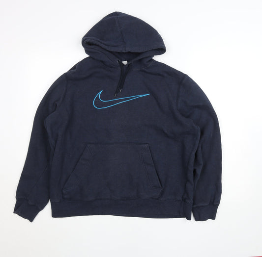 Nike Women's Navy Blue Pullover Hoodie Size L Fleece Lined