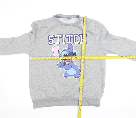 Disney Stitch Grey Sweatshirt Women M Lined Pullover Casual