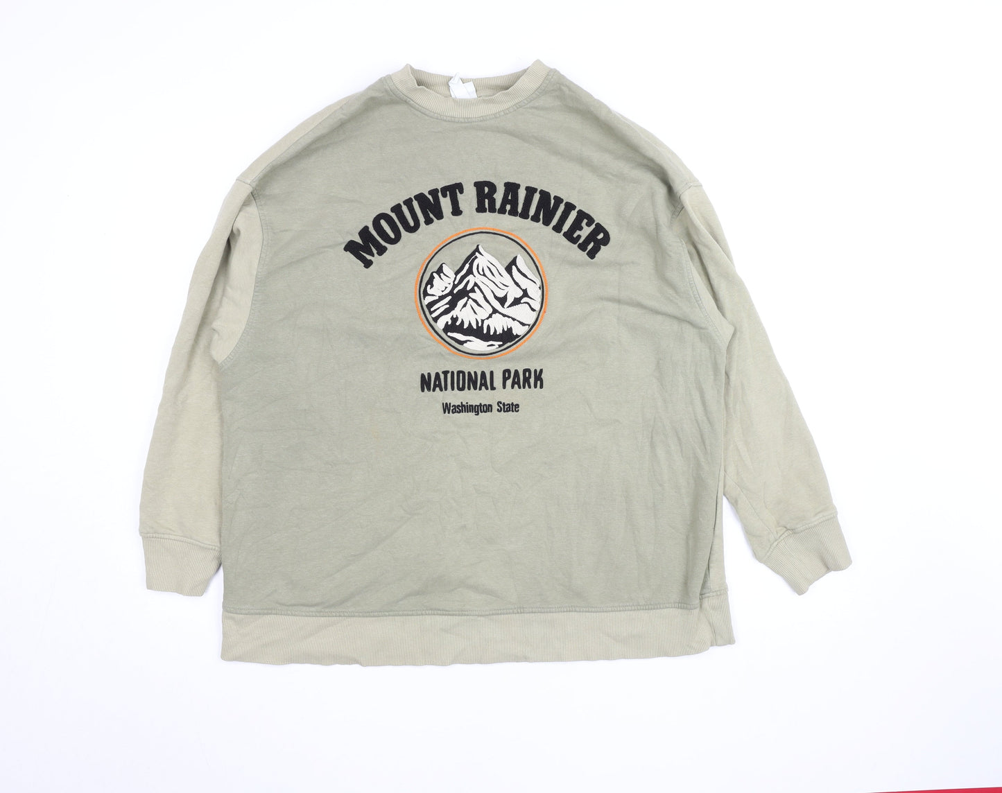 H&M Women's Beige Mount Rainier Graphic Pullover Sweatshirt Size S