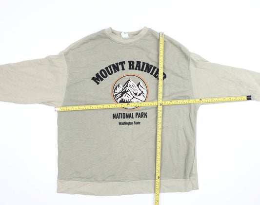 H&M Women's Beige Mount Rainier Graphic Pullover Sweatshirt Size S