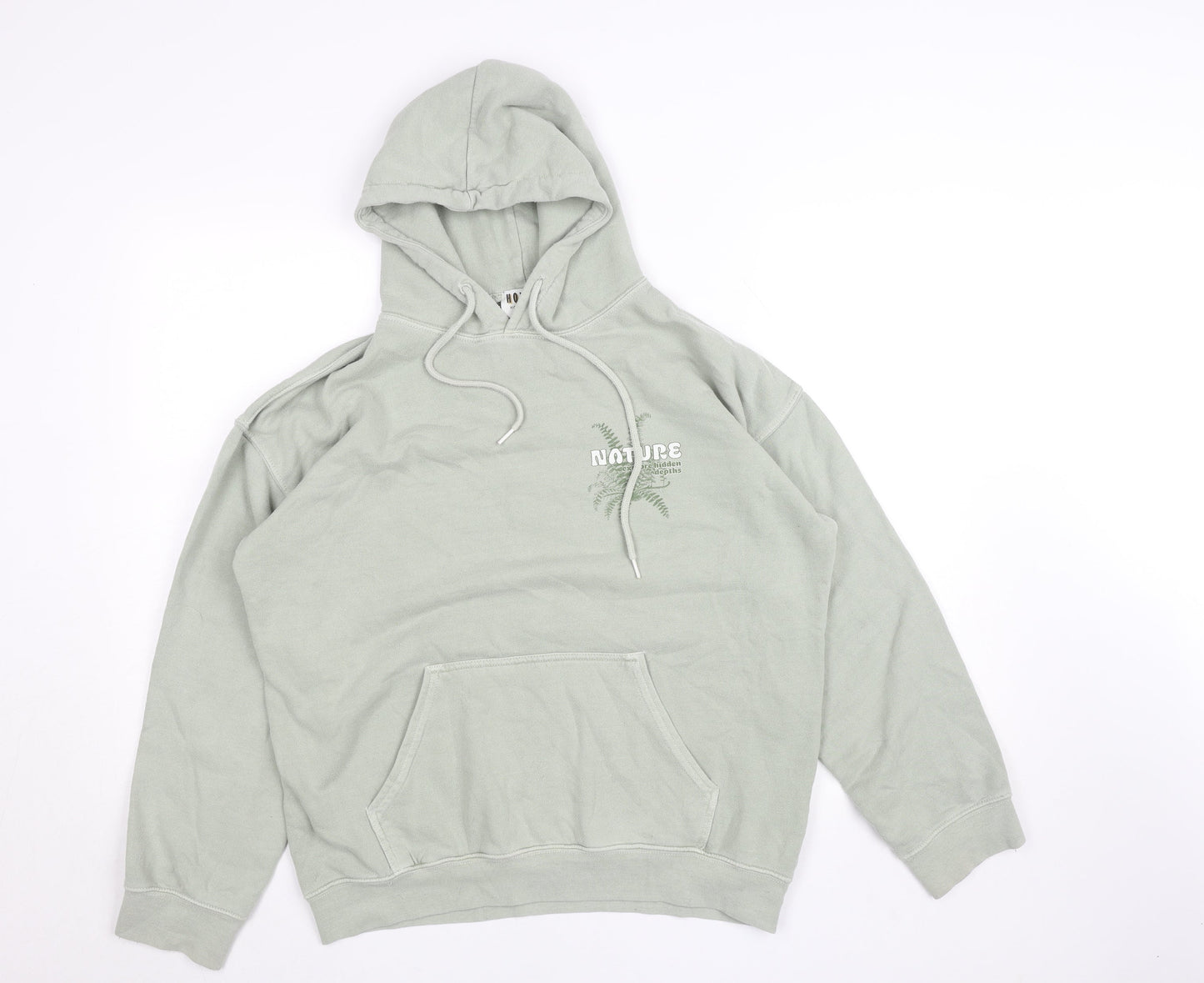 Hoxton Chic Men's Green Pullover Hoodie Size S Nature Graphic Fleece